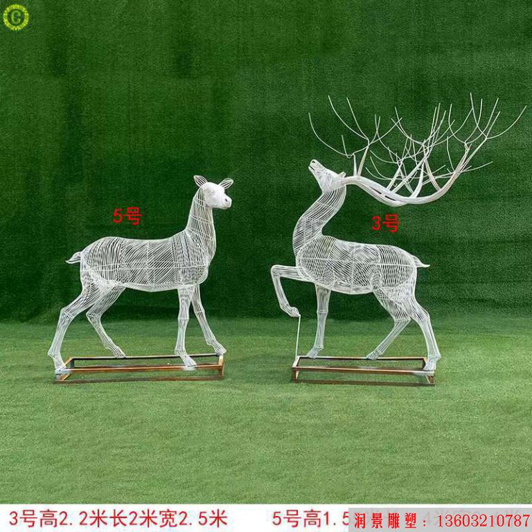 不锈钢镂空鹿雕塑 景观鹿雕塑4